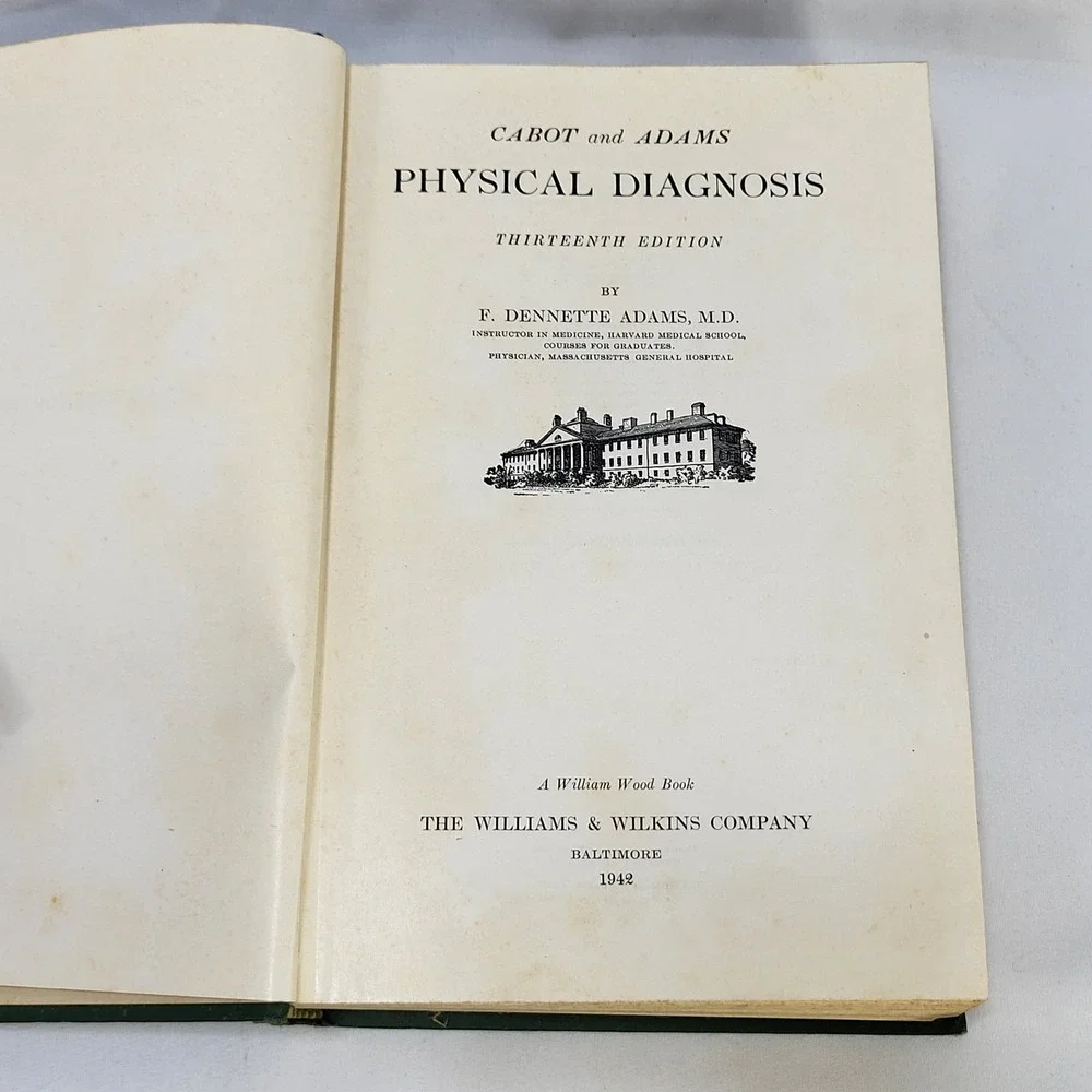Physical Diagnosis Cabot & Adams 13th Ed 1942 Medical Textbook Williams Wilkins